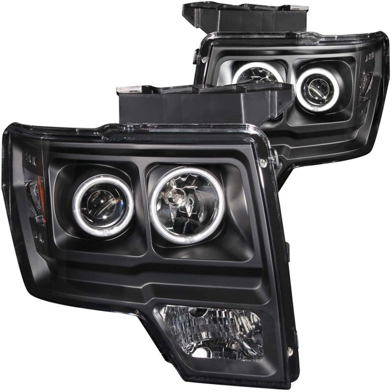 Anzo 2009-2014 Ford F-150 Projector Headlights w/ Halo Black (CCFL) 111161 Photo - Primary