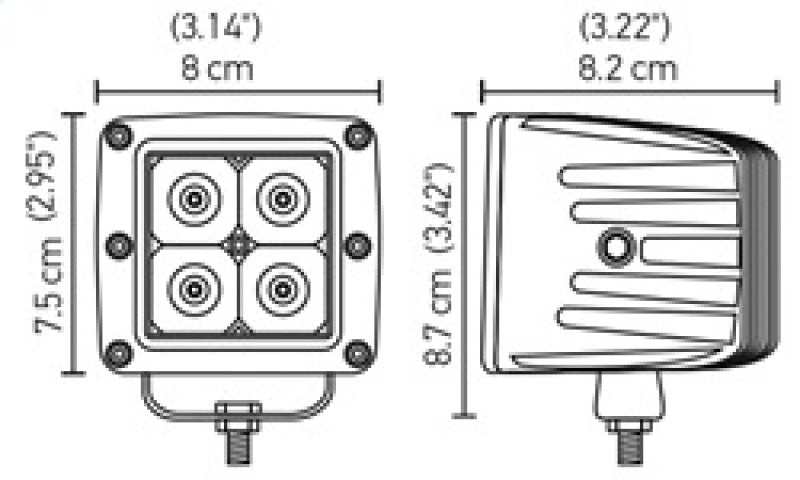 Hella Cube 4 Led Off Rd Kit Ped 357204821 Technical Drawing