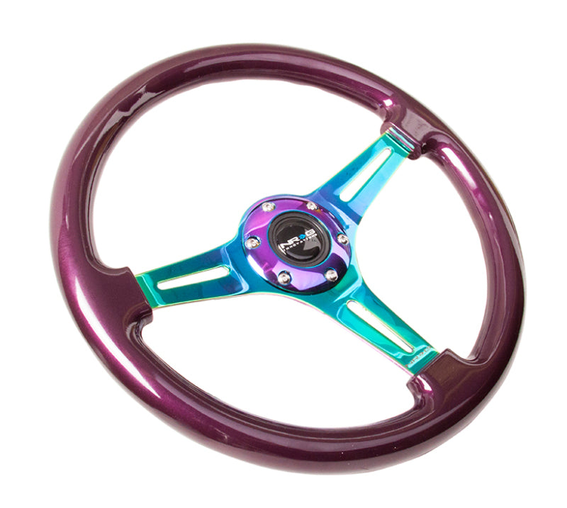 NRG Classic Wood Grain Wheel, 350mm 3 Neochrome Spokes, Purple Pearl Paint ST-015MC-PP Photo - Primary