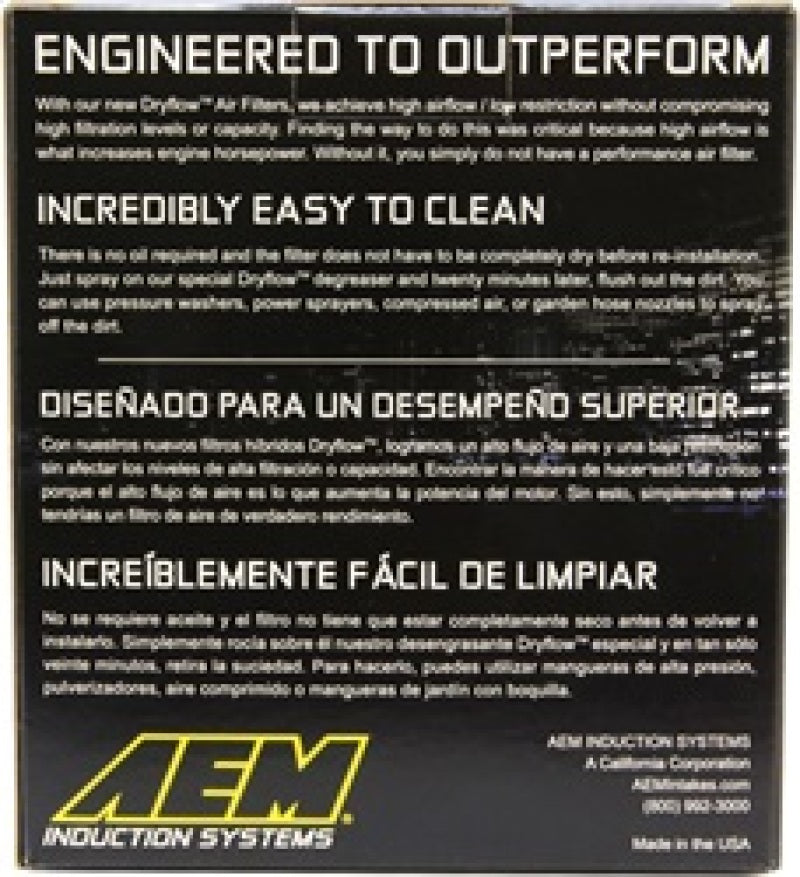 AEM Induction AEM 5.5in Base OD x 4.75in Top OD x 5in Height Conical DryFlow Air Filter 21-202DOSK 21-202DOSK Photo - in package