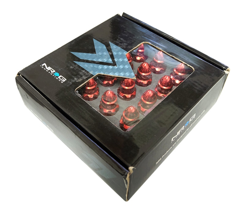 NRG M12 x 1.5 Steel Lug Nut Set Bullet Shape 21 pc Red W/ Lock Key LN-LS500RD-21 Photo - Primary