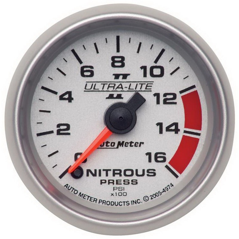 Autometer Ultra-Lite II 2 1/16in FSE 0 - 1600 PSI Nitrous Pressure Gauge 4974 4974 Photo - Primary