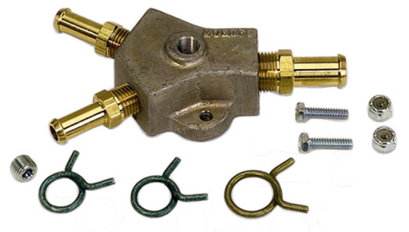 Moroso Aluminum Fuel Block Kit, 1/2" Hose Inlet with Two 3/8" Hose Outlets 65160 Photo - Primary