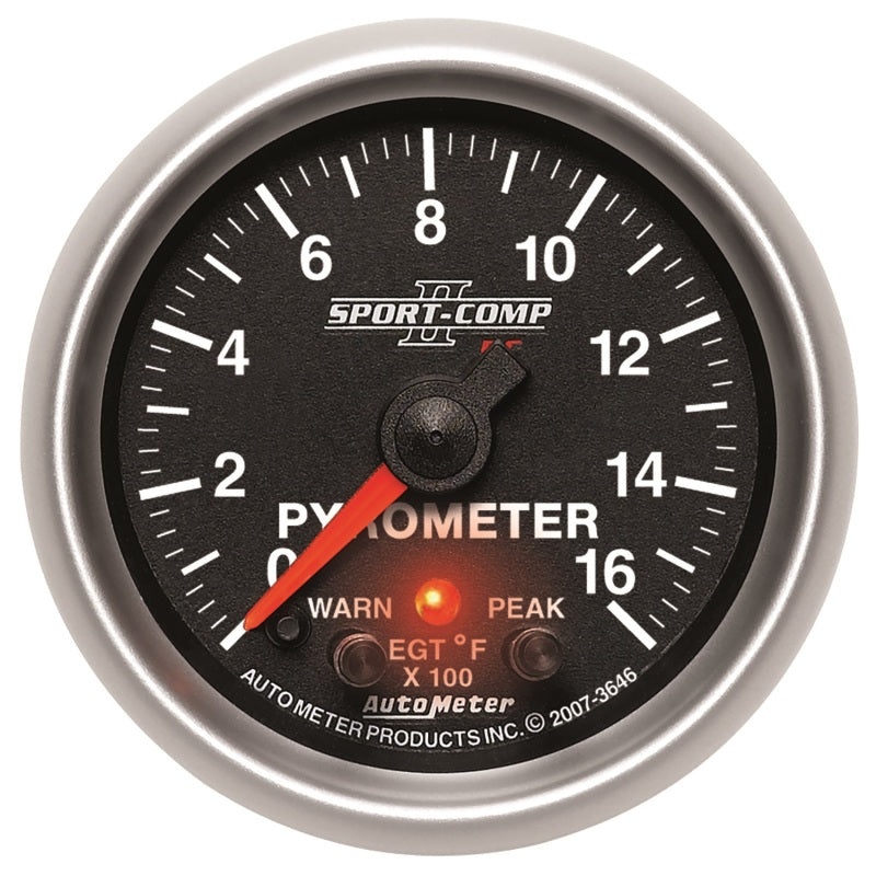 Autometer Gauge, Pyrometer (Egt)2 1/16", 1600 Deg. F Stepper Motor w/Peak & Warn 3646 Photo - Primary