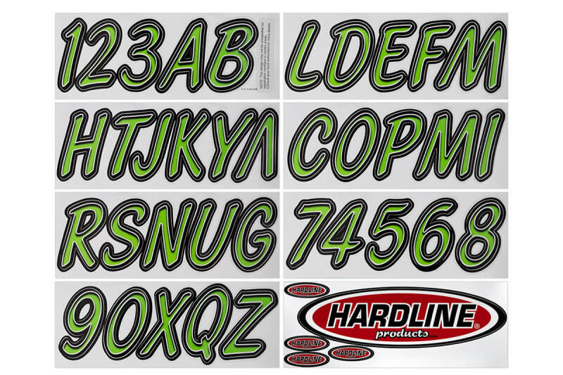 Hardline Boat Lettering Registration Kit 3 in. - 400 Kiwi Green/Black KIBKG400 KIBKG400 Photo - Primary