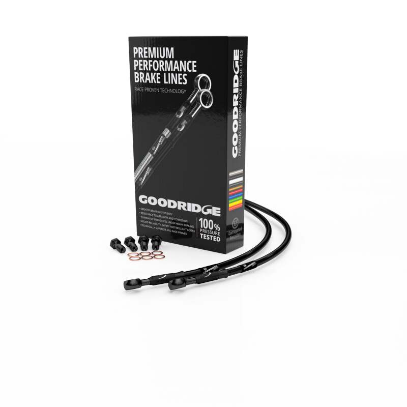 Goodridge 00-02 Yamaha FJR1300 Black Front SS Brake Lines w/Black Fittings YA1302-3FCBK-BK YA1302-3FCBK-BK Photo - Primary