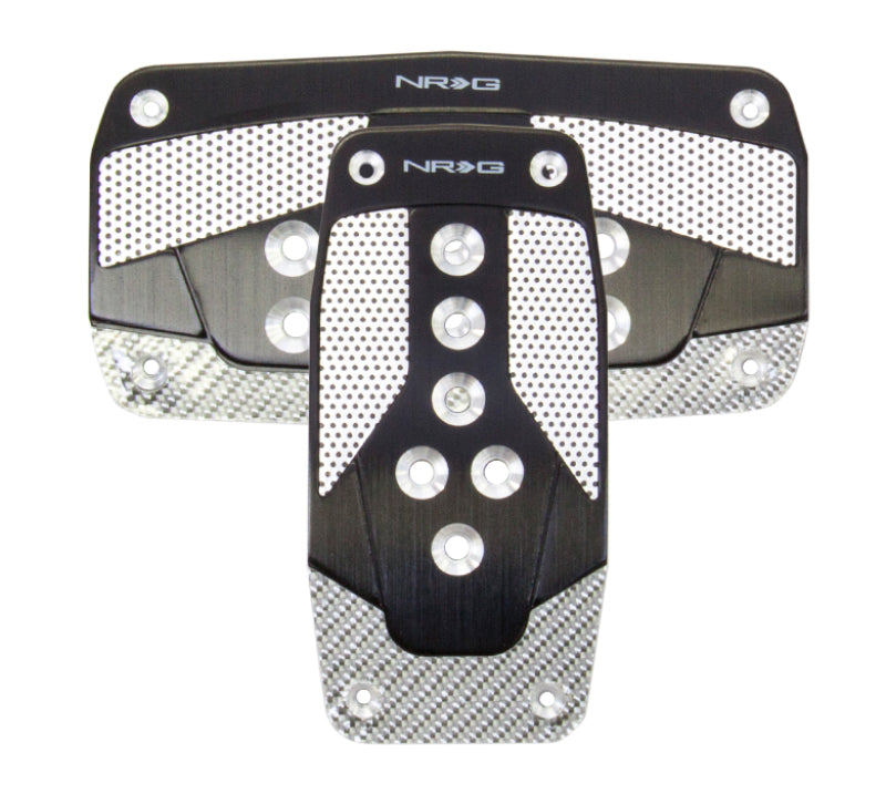 NRG Aluminum Sport Pedal Black w/ Silver Carbon AT PDL-450BK Photo - Primary