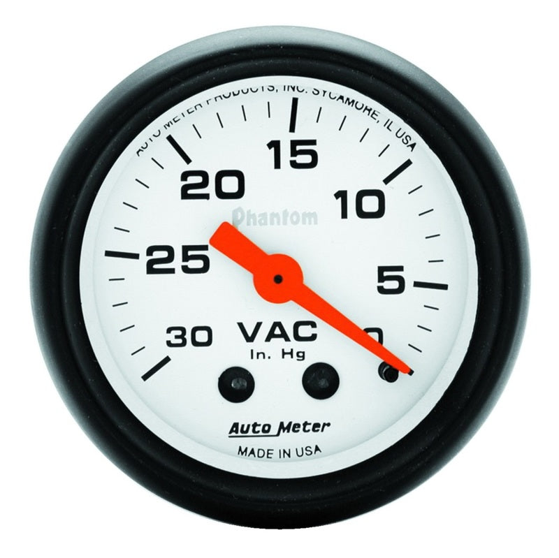 Autometer Gauge, Vacuum, 2 1/16", 30INHG, Mechanical, Phantom 5784 Photo - Primary