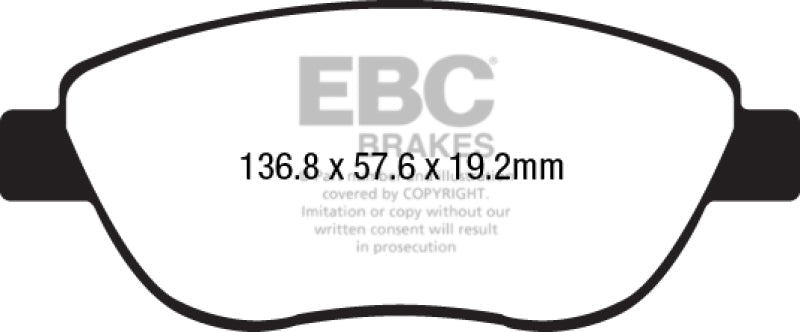 EBC 14-17 Fiat 500 Redstuff Ceramic Low Dust Front Brake Pads DP32212C DP32212C Photo - Primary