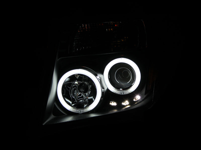 Anzo 2005-2008 Nissan Frontier Projector Headlights w/ Halo Black 111111 Photo - Mounted