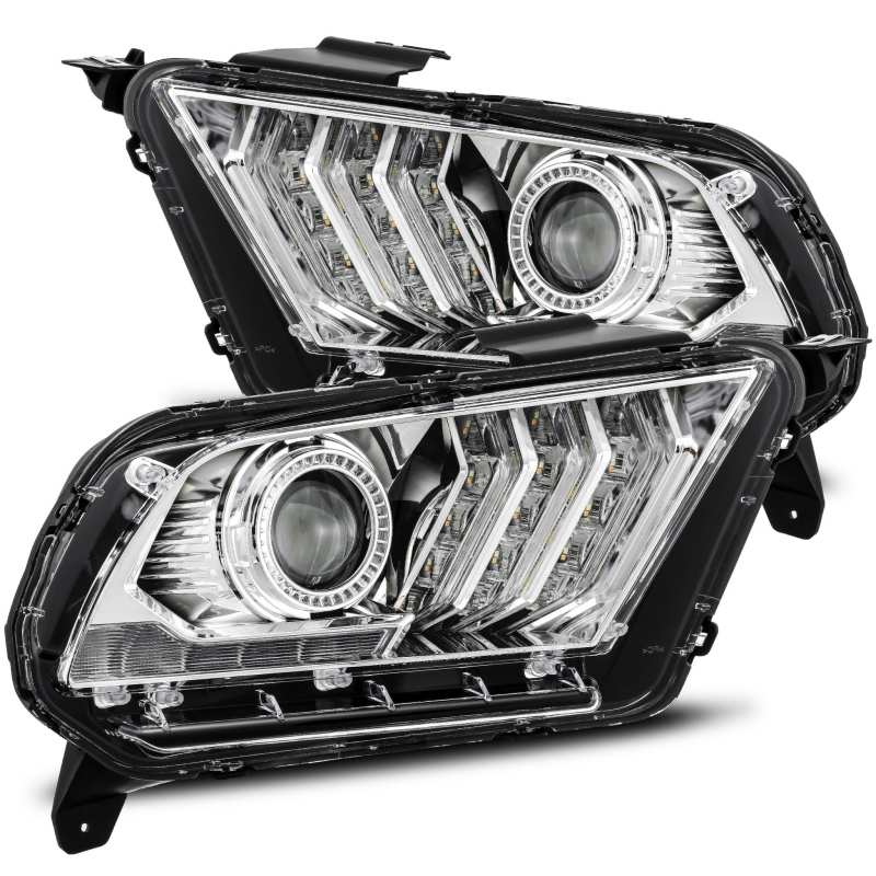AlphaRex 10-12 Ford Mustang PRO-Series Projector Headlights Plank Style Chrome w/Top/Bottom DRL 880111 880111 Photo - Primary