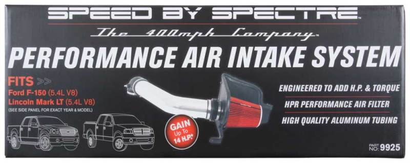 Spectre 04-08 Ford F150 V8-5.4L F/I Air Intake Kit - Clear Anodized w/Red Filter 9925 9925 Photo - in package