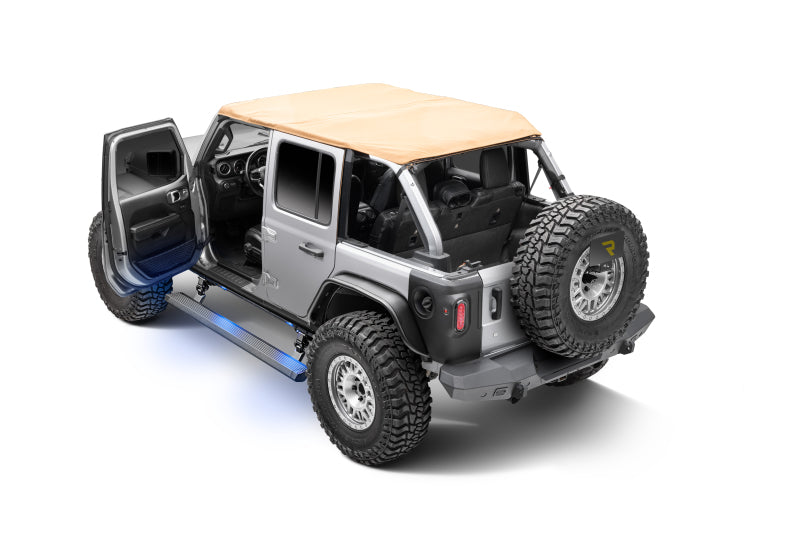 Go Rhino 18-23 Jeep Wrangler 4dr E-BOARD E1 Electric Running Board Kit - Bedliner Coating 20450674T 20450674T Photo - Mounted