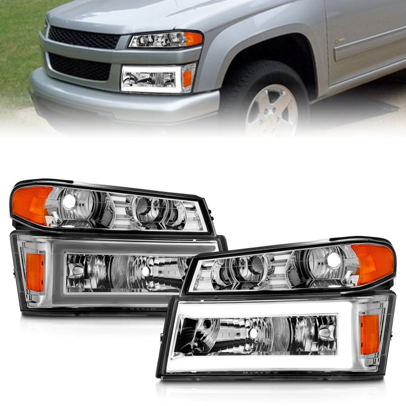 ANZO 04-12 GM Colorado/Canyon/I-Series Crystal Headlights - w/ Light Bar Chrome Housing 4pcs 111559 111559 Photo - Primary
