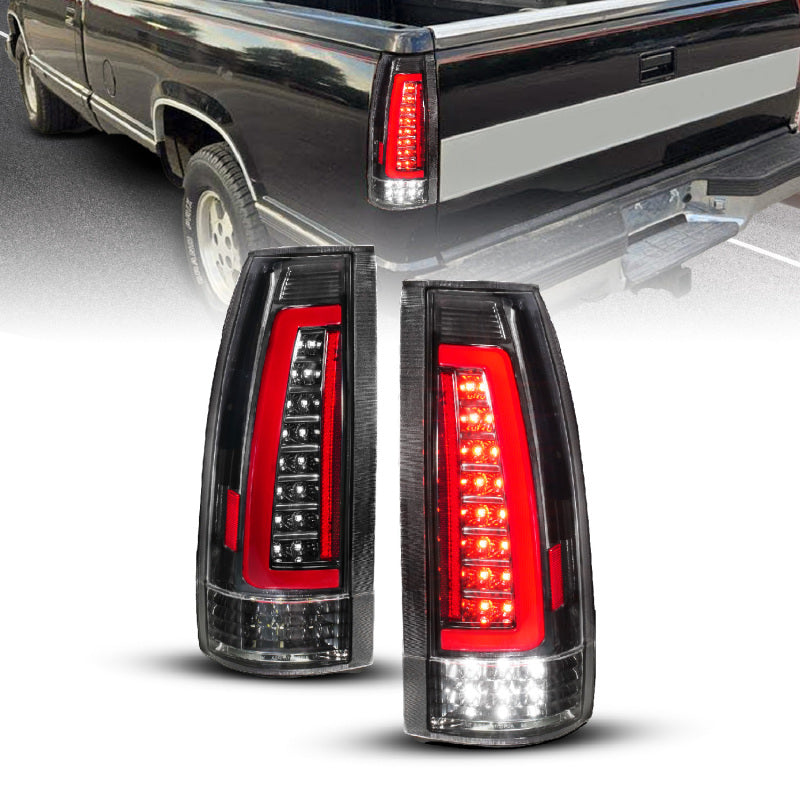 ANZO 88-99 Chevy/GMC C/K1500/2500/3500 Full LED Light Tube Taillights Black Housing Clear Lens 311485 311485 Photo - Primary