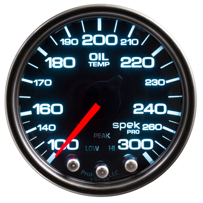 Autometer Spek-Pro Gauge Oil Temp 2 1/16in 300f Stepper Motor W/Peak & Warn Blk/Smoke/Blk P32252 P32252 User 1