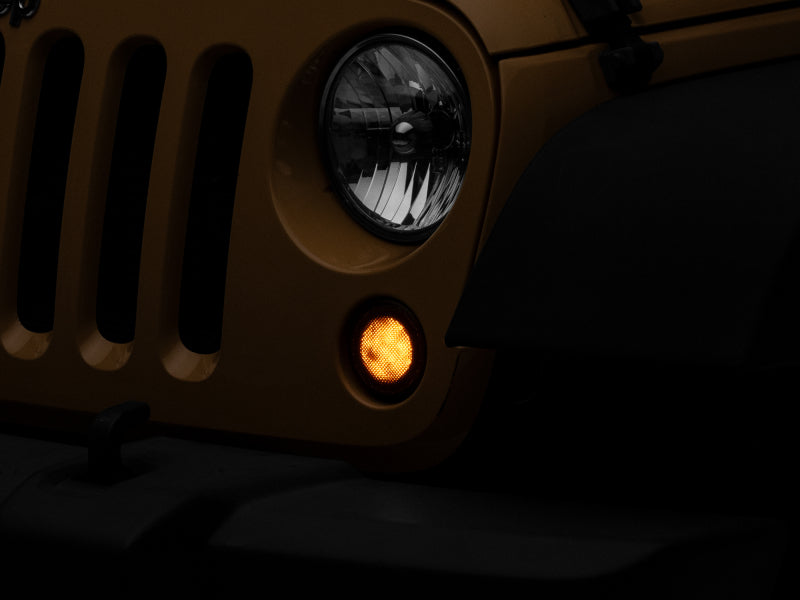 Raxiom 07-18 Jeep Wrangler JK Axial Series LED Turn Signals w/ Halo (Smoked) J127017 J127017 Photo - Close Up
