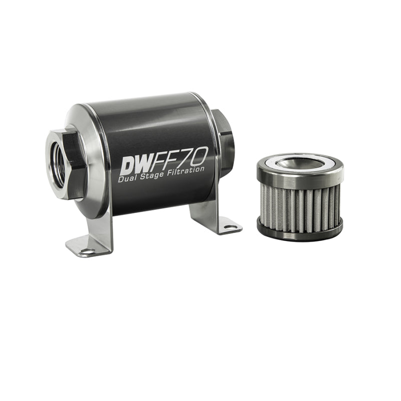 DeatschWerks '-10AN Female, 100 micron, 70mm In-line fuel filter kit 8-03-070-100K Photo - Primary