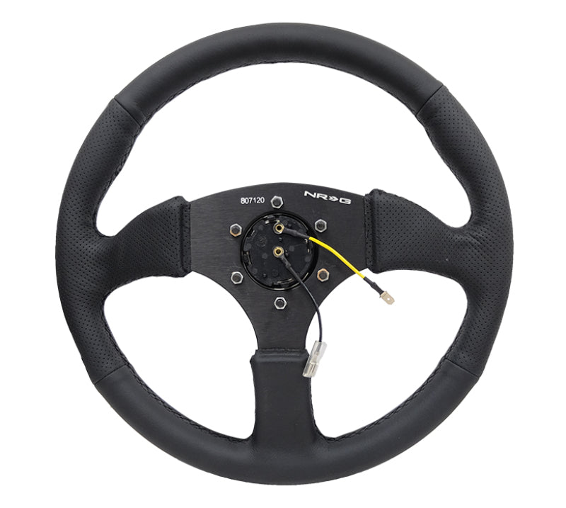 NRG Reinforced Steering Wheel- 350mm Sport Leather Racing (2.5" Deep) RST-023MB-R Photo - Primary