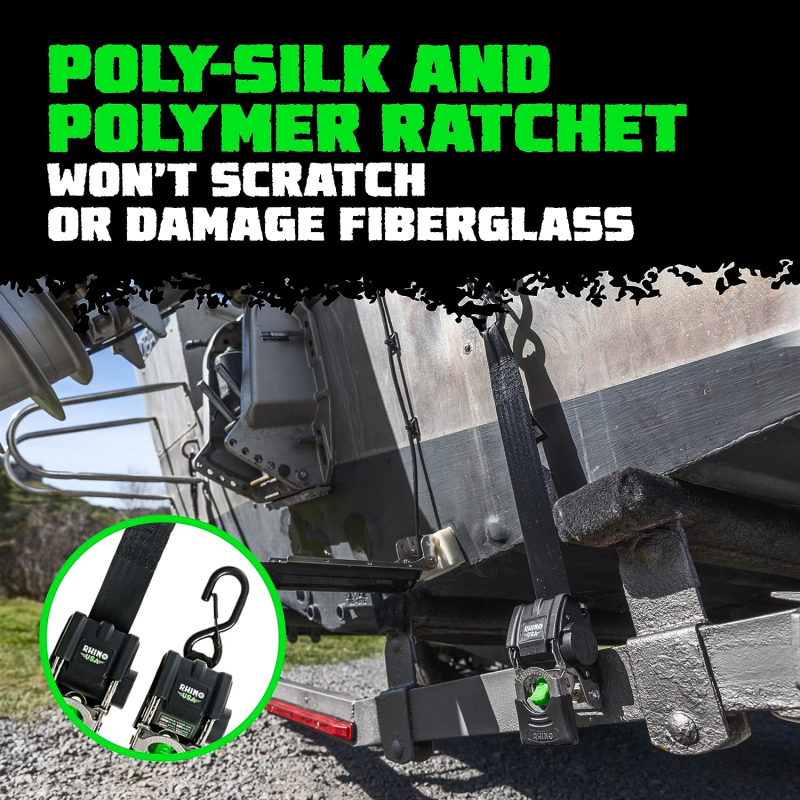 Rhino USA Retractable Transom Straps (2 Pack-Black) TD-MSTR2X43-BLK TD-MSTR2X43-BLK User 3