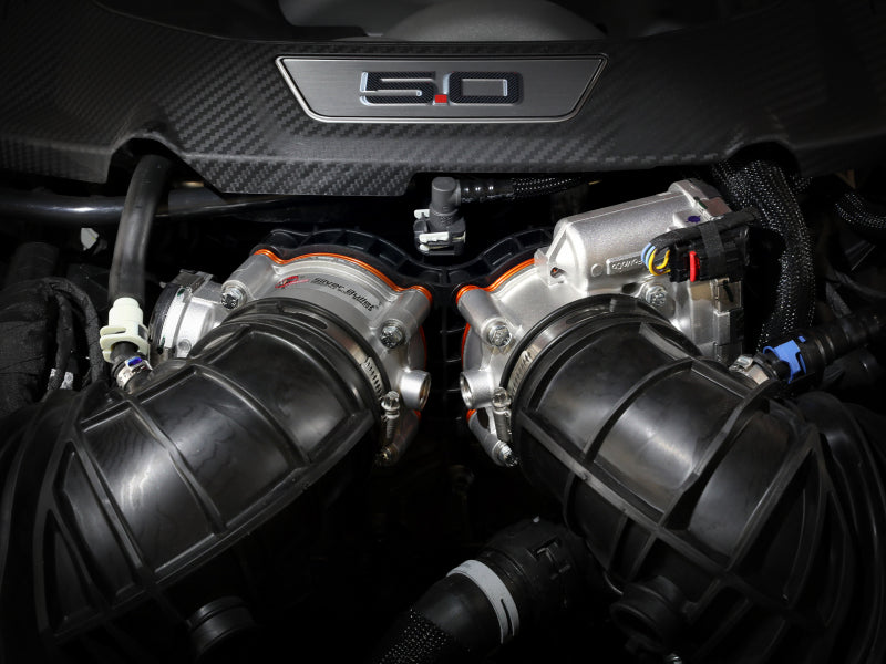 aFe 2024 Ford Mustang GT/ 2024 Ford Mustang Dark Horse V8 5.0L Silver Bullet Throttle Body Spacer 46-33026N 46-33026N Photo - Mounted