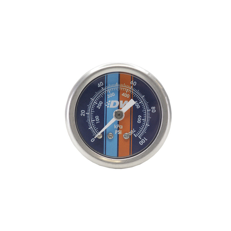 DeatschWerks 0-100 PSI 1/8in NPT Mechanical Fuel Pressure Gauge Brushed Housing Blue Face 6-01-G2 6-01-G2 Photo - Primary