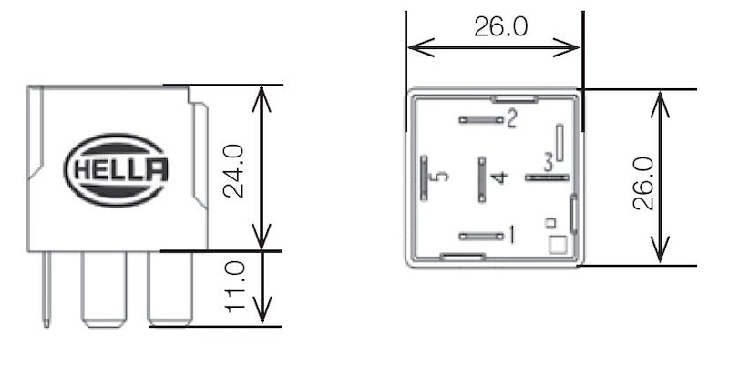 Hella Relay 12V 20/40A Spdt Res 007794027 007794027 Technical Drawing