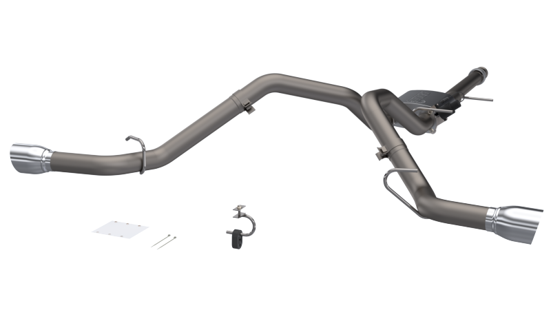 QTP 14-18 Chevy Silverado 1500 4.8L/5.3L EC/CC SB 304SS Scrmr Cat-Back Rear Split Exit w/4.5in Tips 410015 410015 Photo - Primary