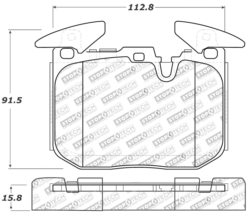 StopTech Sport Brake Pads With Shims And Hardware 309.16090 Technical Drawing