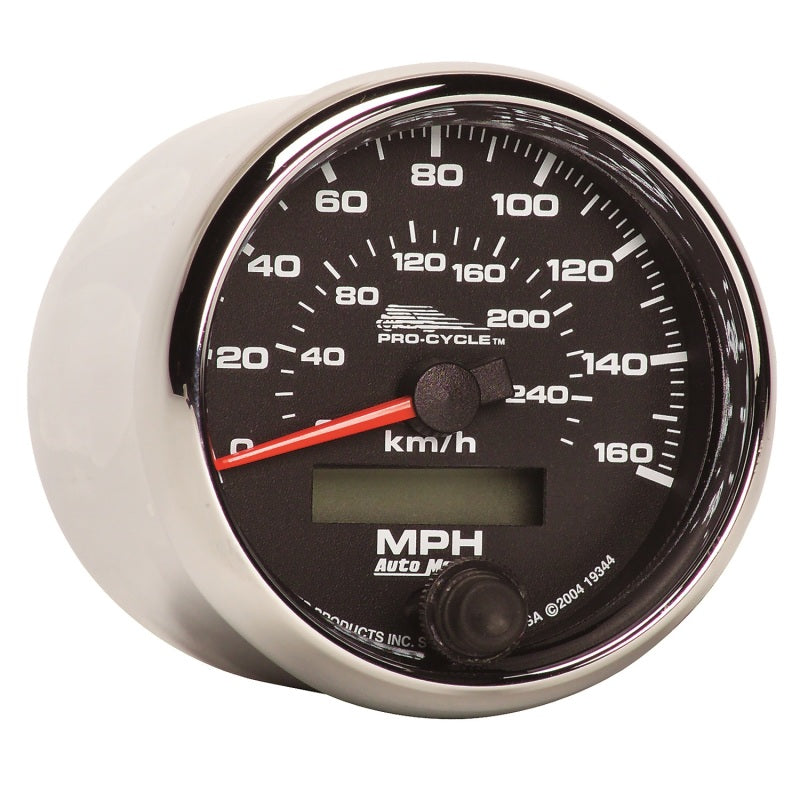 Autometer Pro-Cycle Gauge Speedo 2 5/8in 160 Mph/260Kmh Elec Black 19344 19344 Photo - Primary