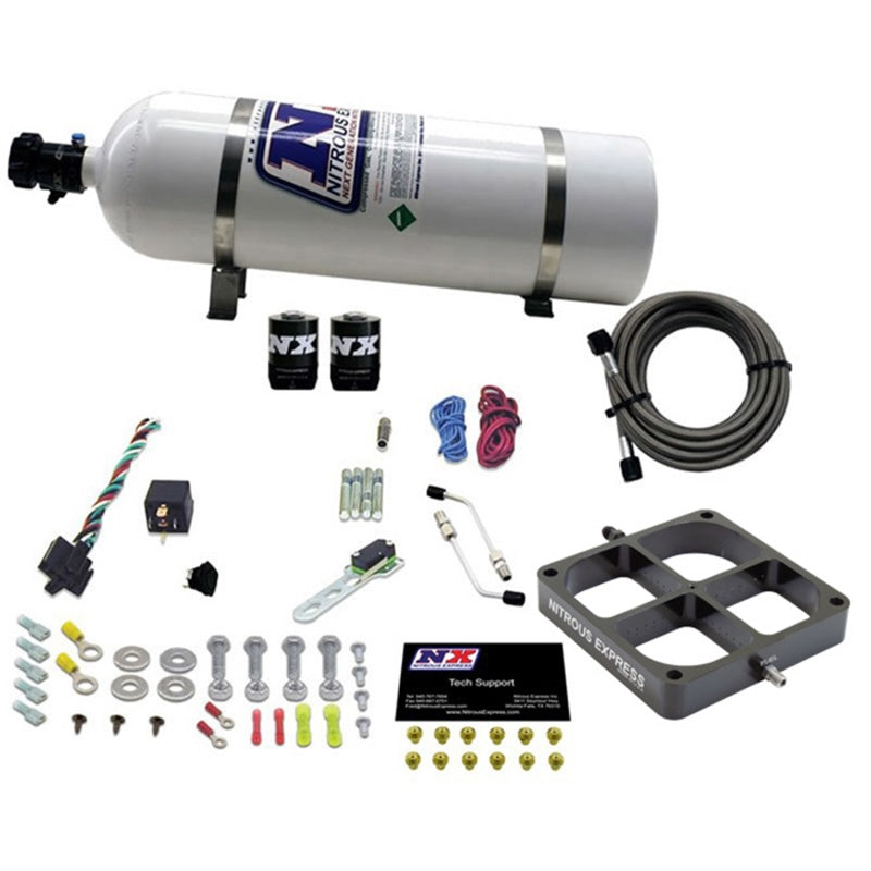 Nitrous Express Single Entry Crossbar 8500 Based Throttle Body Nitrous Kit w/15lb Bottle 63980-15 63980-15 Photo - Primary