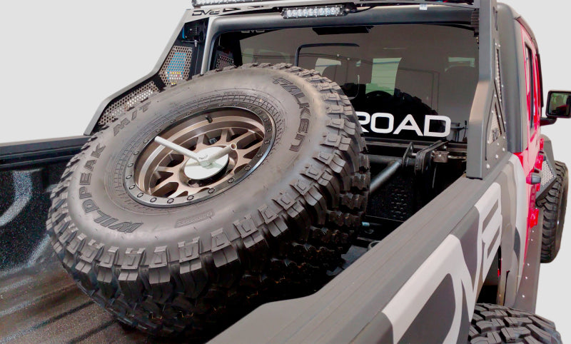 DV8 Offroad 2019+ Jeep Gladiator In-Bed Adjustable Tire Carrier TCGL-01 TCGL-01 Photo - Mounted
