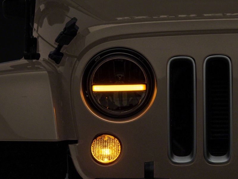 Raxiom 97-18 Jeep Wrangler TJ & JK Axial 7-In LED Headlights w/ DRL - Blk Housing (Clear Lens) J143372 J143372 Photo - Close Up