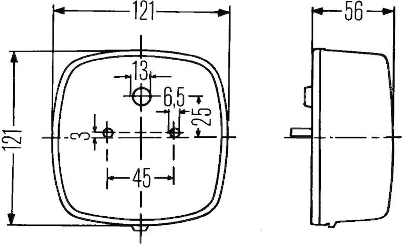 Hella 2578 Stop / Turn / Tail / License Plate Lamp 002578701 002578701 Technical Drawing
