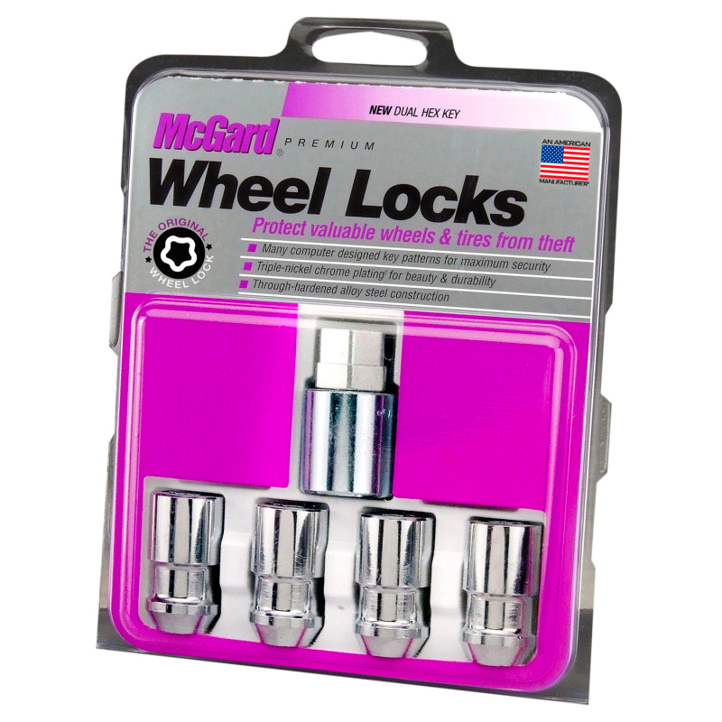McGard Wheel Lock Nut Set - 4pk. (Cone Seat) 1/2-20 / 3/4 & 13/16 Dual Hex / 1.66in. Length - Chrome 24198 24198 Photo - in package