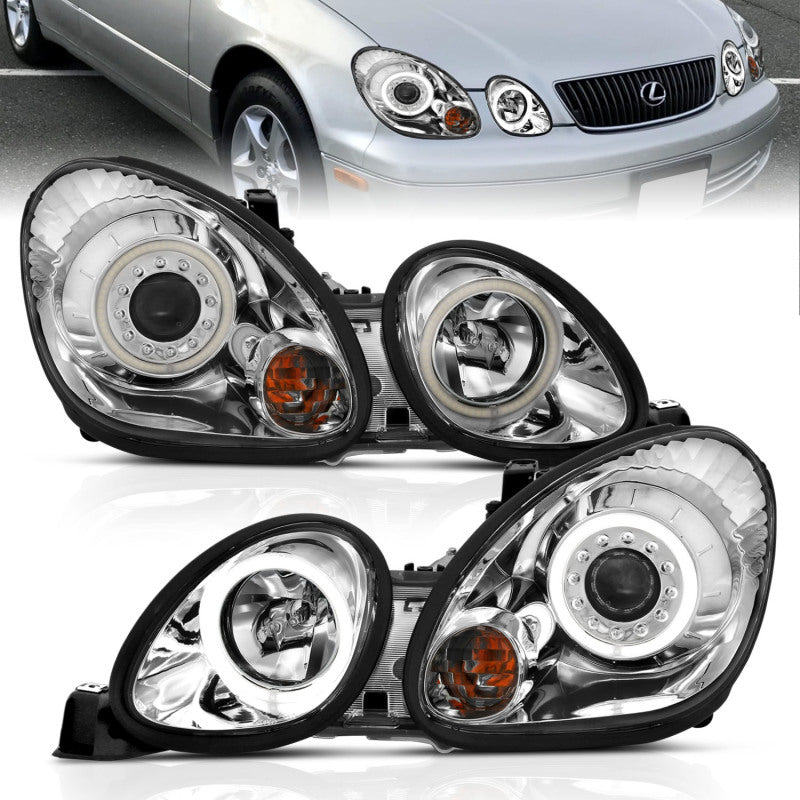 Anzo 1998-2005 Lexus Gs300 Projector Headlights w/ Halo Chrome 121143 Photo - Primary