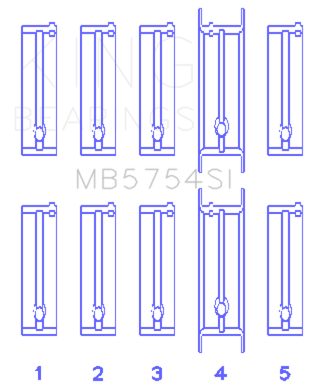 King Engine Bearings ChevrolET 121Ci/Ln2 134Ci Fl O/S 010 (Size +0.50mm) Main Bearing Set MB5754SI0.5 MB5754SI0.5 Photo - Primary