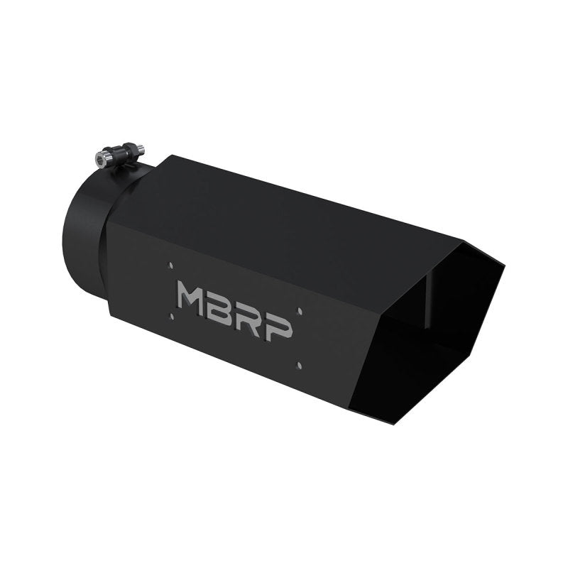 MBRP Universal Hex Tip 5in Inlet 16in Length w/ Logo - Black Coated T5166BLK Photo - Primary
