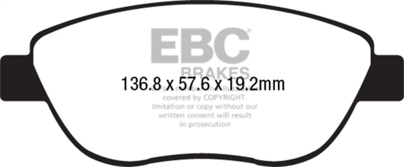 EBC 14-17 Fiat 500 Redstuff Ceramic Low Dust Front Brake Pads DP32212C DP32212C Photo - Primary