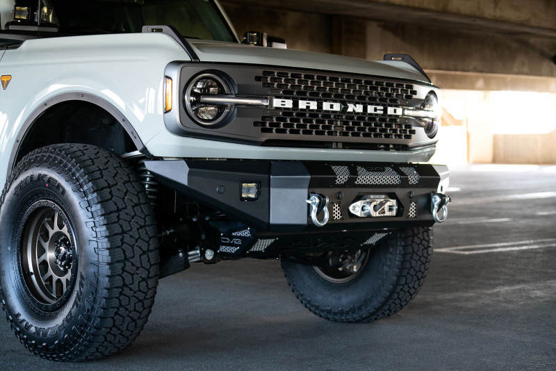 DV8 Offroad 2021+ Ford Bronco Front Bumper Winch Capable w/ Optional Bull Bar/Aux Light Opening FBBR-01 FBBR-01 Photo - Mounted