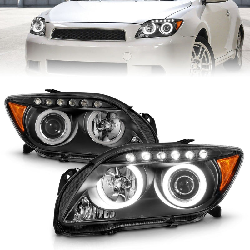 Anzo 2005-2010 Scion Tc Projector Headlights w/ Halo Black (CCFL) 121119 Photo - Primary