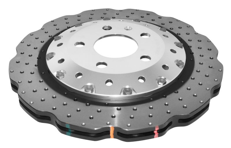 DBA 2014+ Audi RS Q3 Front 5000 Series Cross Drilled & Dimpled Rotor w/Clear Anodised Hat 52836WSLVXD 52836WSLVXD Photo - out of package