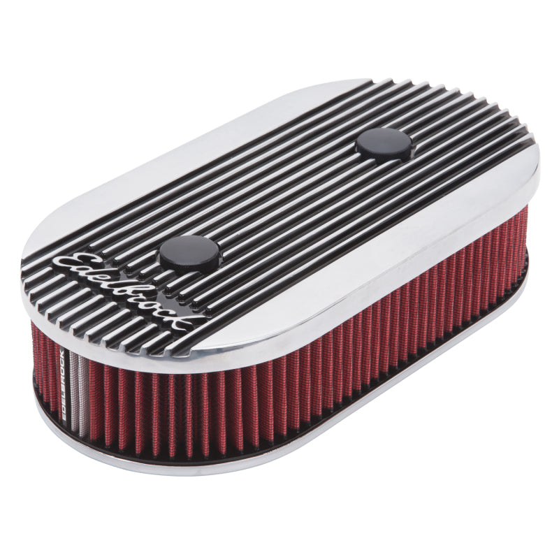 Edelbrock Air Cleaner, Elite II, Oval, Dual-Quad Carbs, 2.5" Red Element, Polish 4272 Photo - Primary