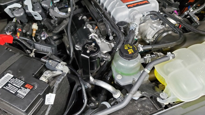 J&L 23-25 Ford F-150 Raptor R Oil Separator 3.0 Passenger Side - Black Anodized 3097P-B 3097P-B Photo - Mounted