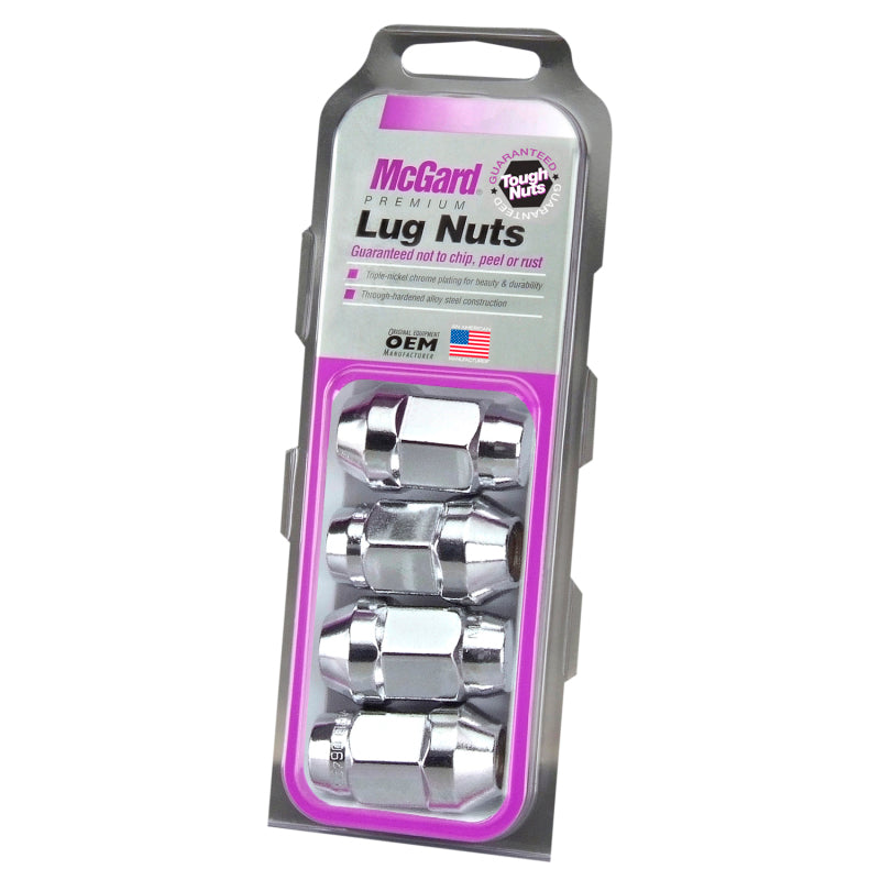 McGard Hex Lug Nut (Cone Seat Bulge Style) M14X1.5 / 13/16 Hex / 1.945in. Length (4-Pack) - Chrome 64023 64023 Photo - in package