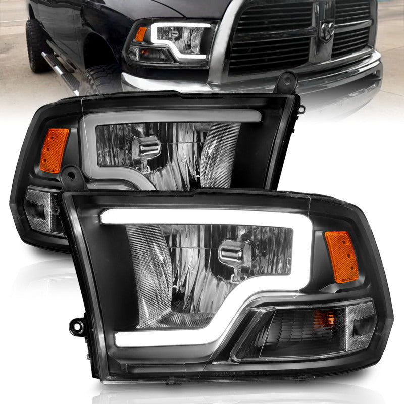 ANZO 2009-2018 Dodge Ram 1500 Crystal Headlights w/ Light Bar Black Housing 111515 111515 Photo - Primary