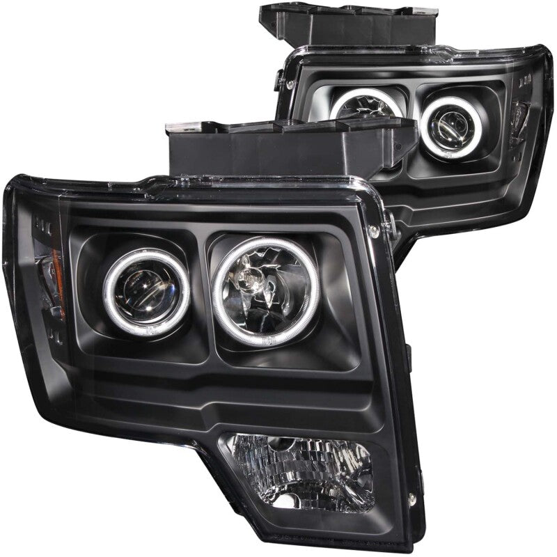 Anzo 2009-2014 Ford F-150 Projector Headlights w/ Halo Black (CCFL) 111161 Photo - Primary
