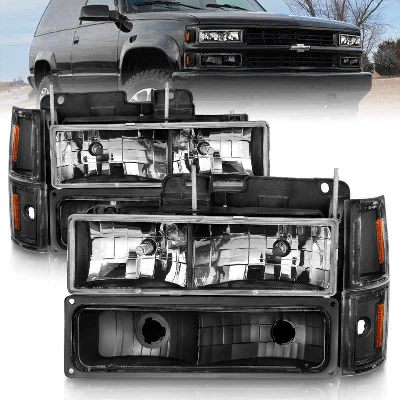 ANZO 88-98 Chevrolet C1500 Crystal Headlights Black 111505 111505 Photo - Primary
