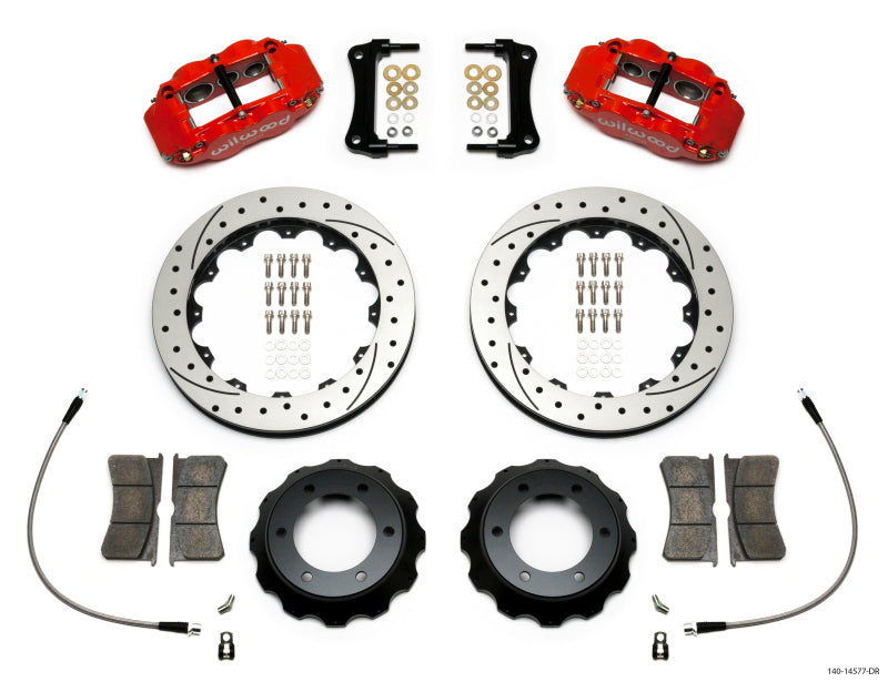 Wilwood Narrow Superlite Red 6R Front Kit 12.88in Drilled Rotor w/ Lines 05-15 Toyota Tacoma 140-14577-DR 140-14577-DR Photo - Primary
