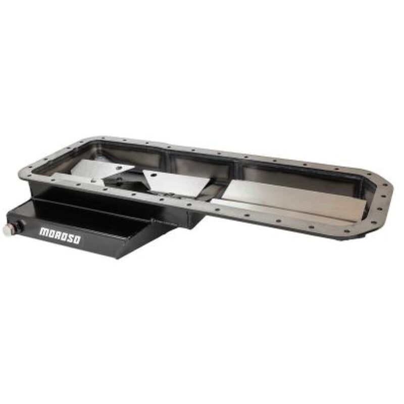 Moroso Datsun/Nissan L24/L26/L28 Road Race Baffled Wet Sump 5.6 Qt 6.25in Deep Steel Oil Pan (Black) 20977 20977 User 1